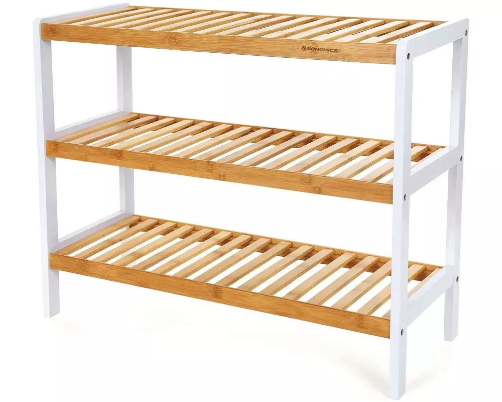 Songmics Schuhregal aus Bambus, Nature/Weiss