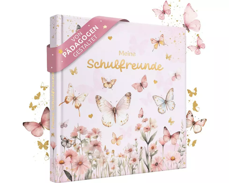 Eulentaler Freundebuch Schmetterling, Rosa, 21 x 21 cm