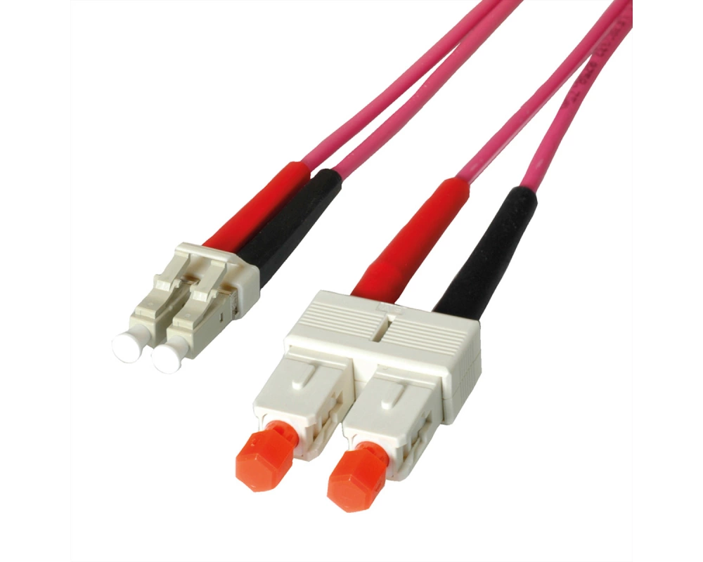 LEONI LWL-Kabel duplex 50/125µm OM4, Suhner LC/SC, 1 m