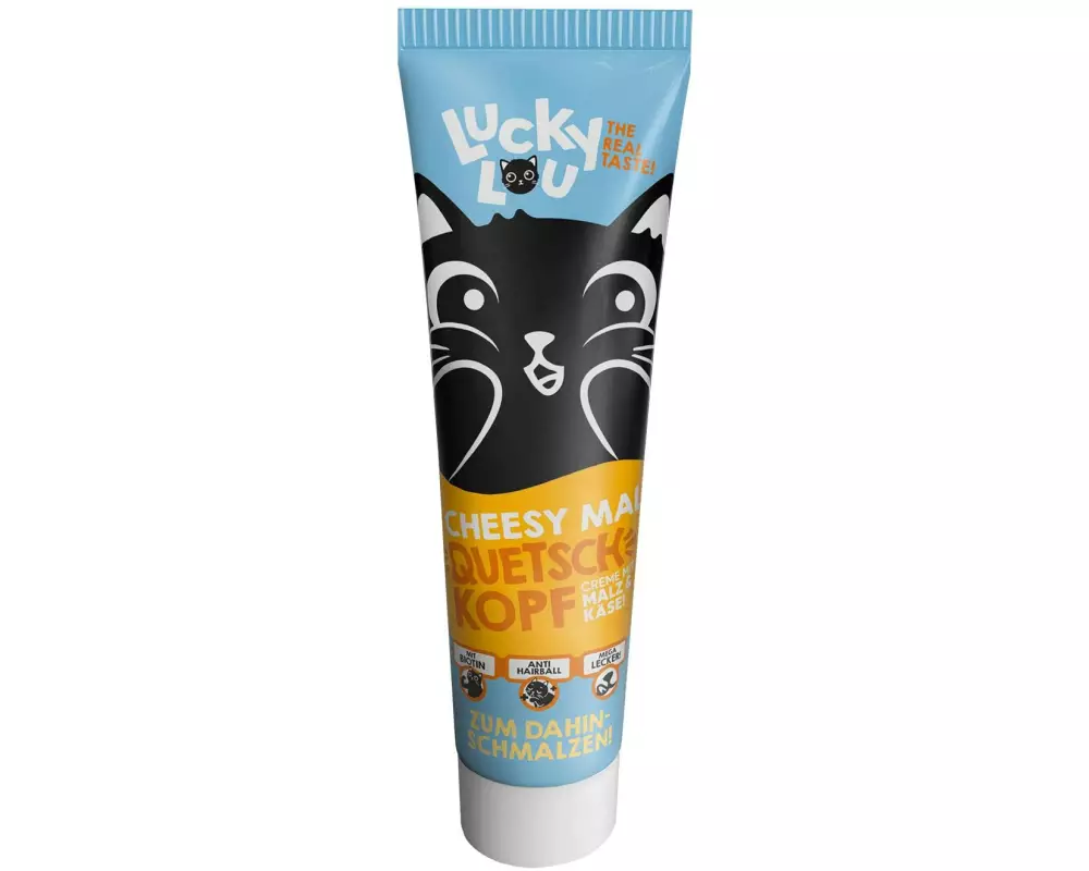 Lucky Lou Katzen-Snack Tube Quetschkopf Cheesy Malt 75 g