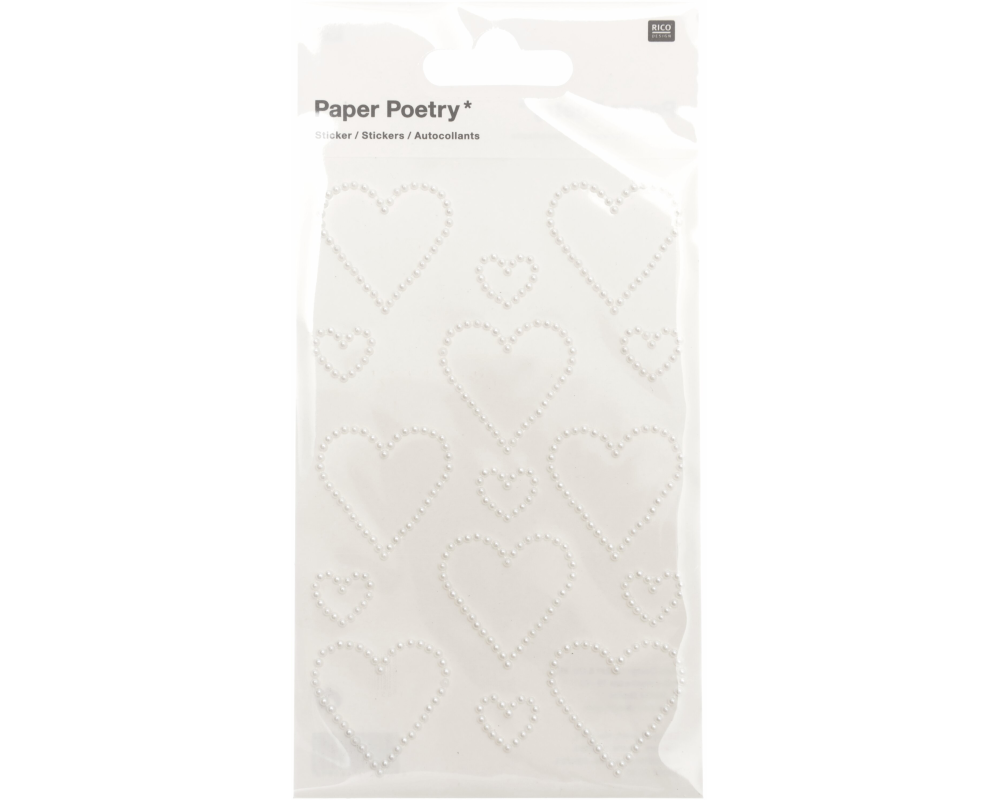 RICO DESIGN Perlensticker Herzen L 99001.22.53 weiss 15 Stück