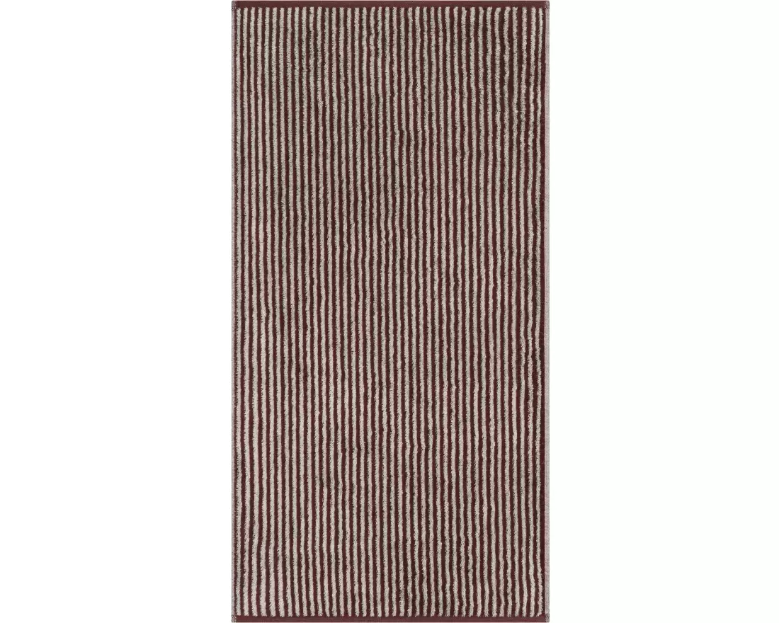 Cawö Handtuch Two-Tone Stripe 50 x 100 cm, Bordeaux