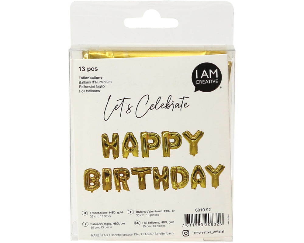 I AM CREATIVE Folienballon,Birthday, 35cm 6010.92 gold