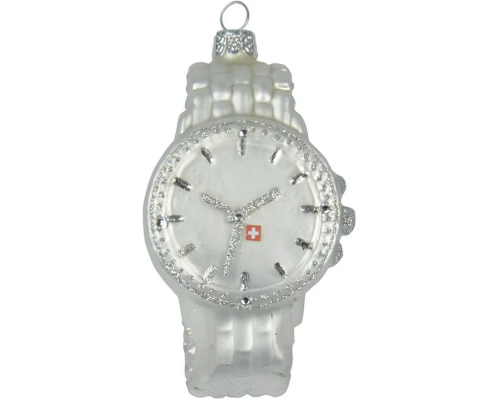 creanorm Weihnachtskugel Armbanduhr Silber