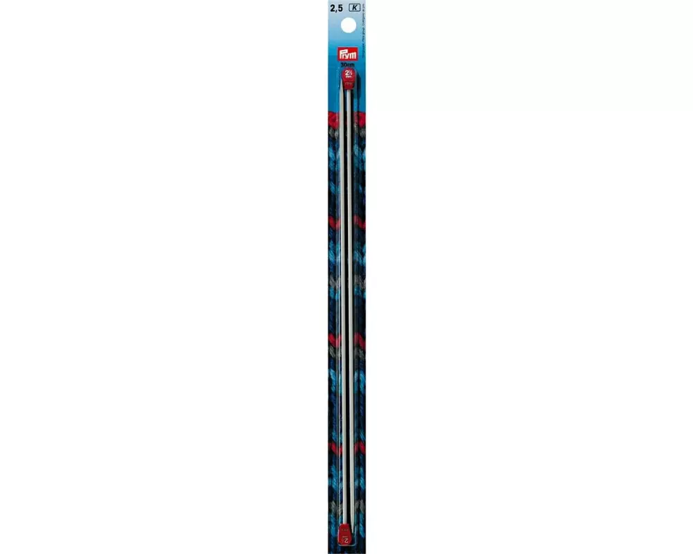 Prym Jackenstricknadel Alu, Grau 2.50 mm, 30 cm, Karte 2 Stück
