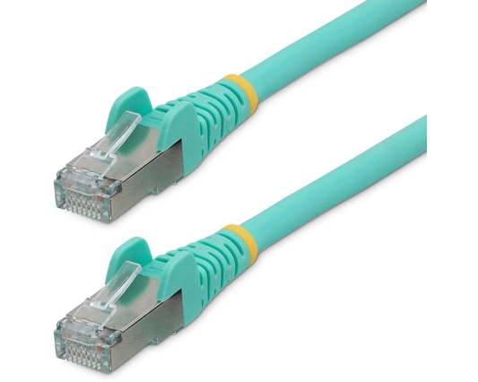 StarTech.com 7.5m CAT6a Ethernet Cable, Aqua Low Smoke Zero Halogen (LSZH) 10 GbE 100W PoE S/FTP Snagless RJ-45 Network Patch Cord
