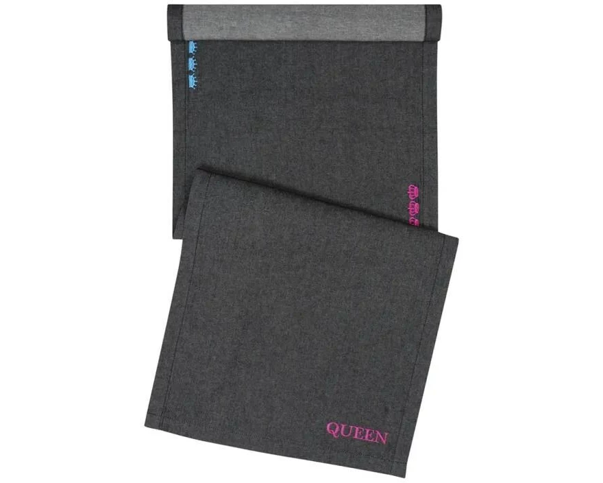 pad Tischdecke Denim Queen Black 45 cm x 150 cm, Schwarz/Pink