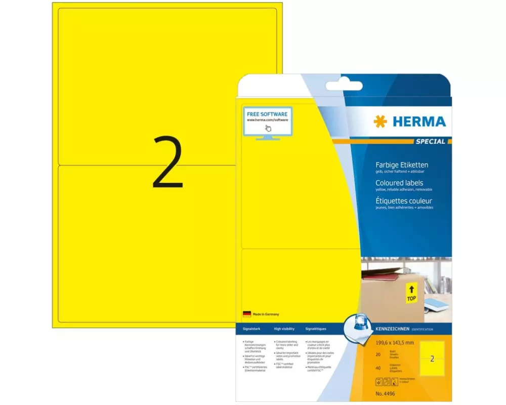HERMA Universal-Etiketten 4496 Gelb, 40 Etiketten