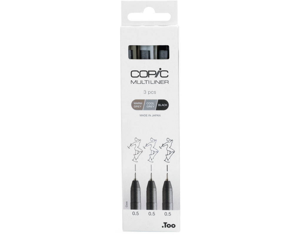 COPIC Multiliner 22075633 grau, schwarz 3 Stück