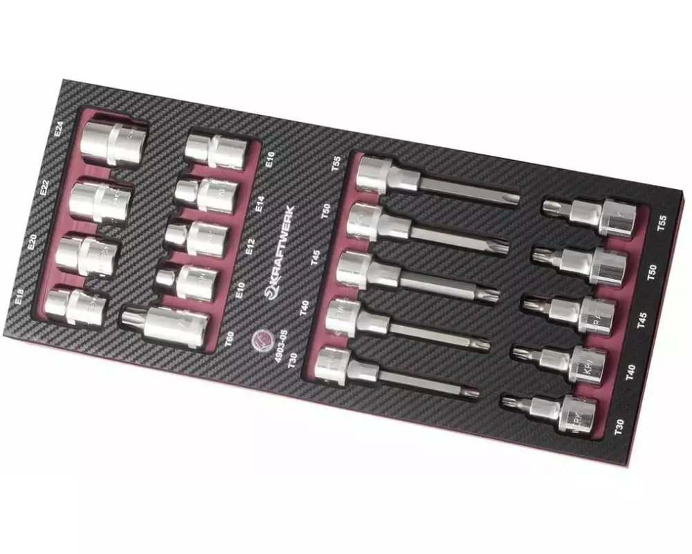 Kraftwerk Steckschlüssel-Set Bit 1/2" TX, 19-teilig