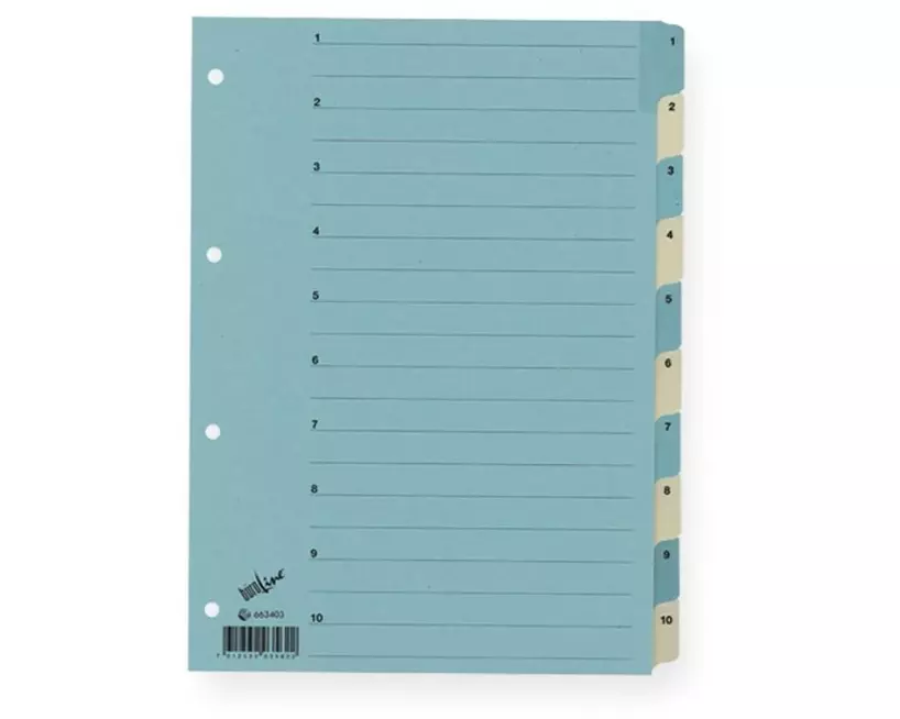 Büroline Register A4, 1 Reihe, 10 Tabs Blau/Beige