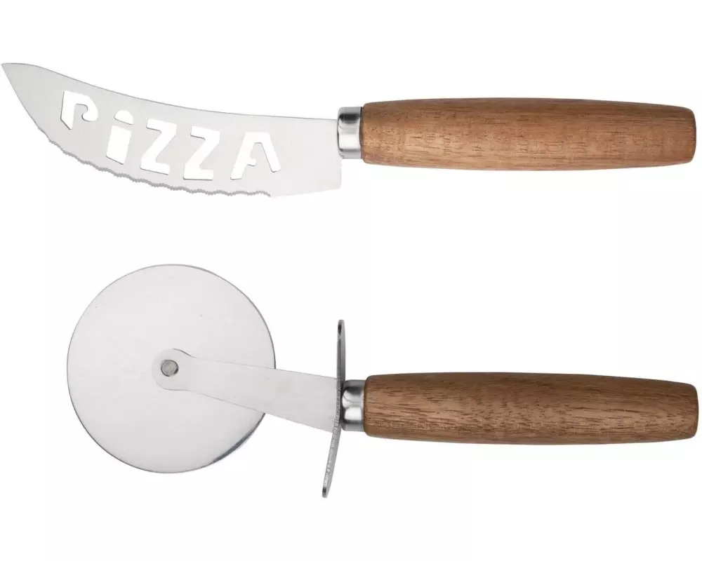 alpina Pizzaschneider und Messer Braun/Silber