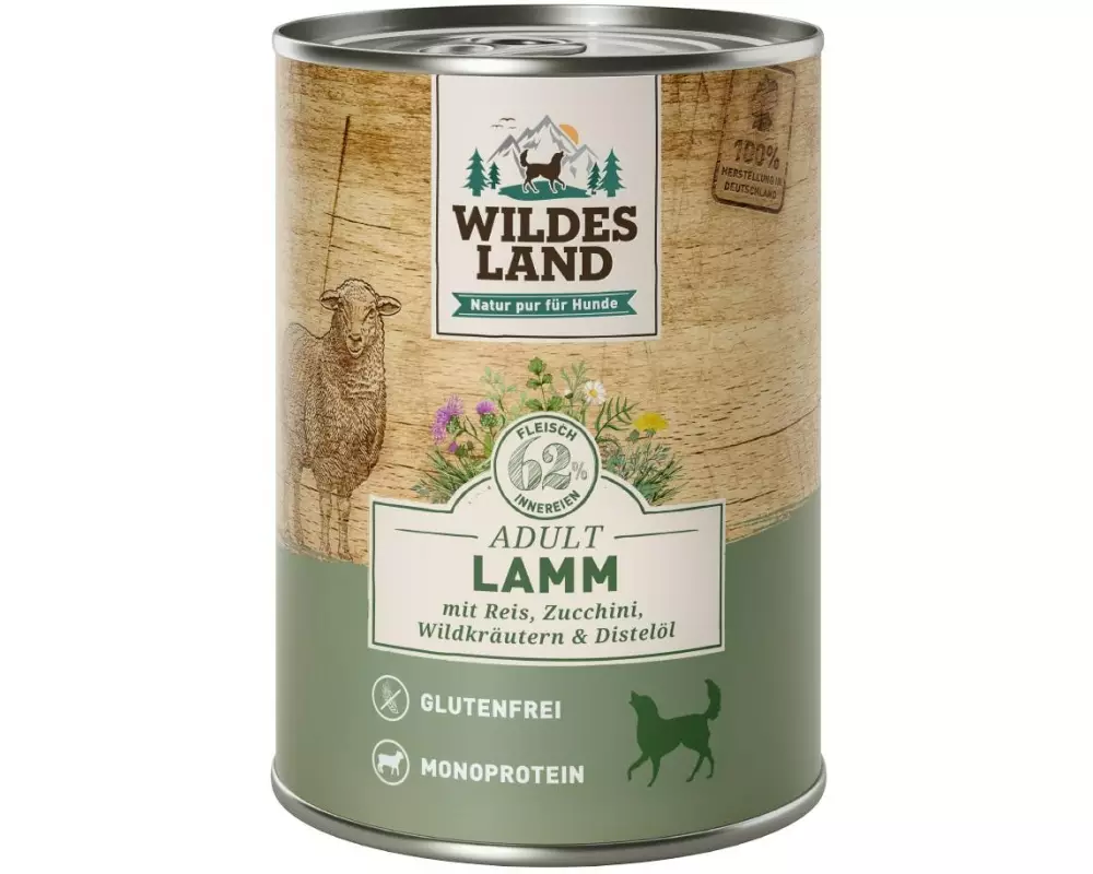 Wildes Land Nassfutter Lamm mit Reis, Zucchini und Wildkräutern 400 g
