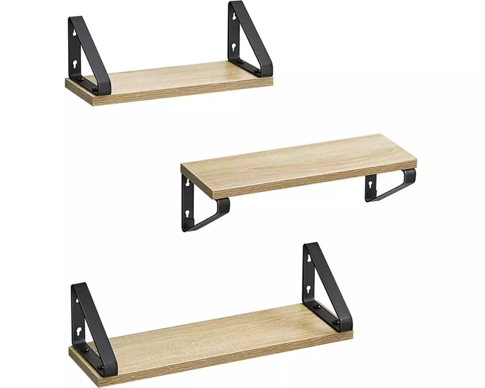 VASAGLE Wandregal 3-er Set Braun