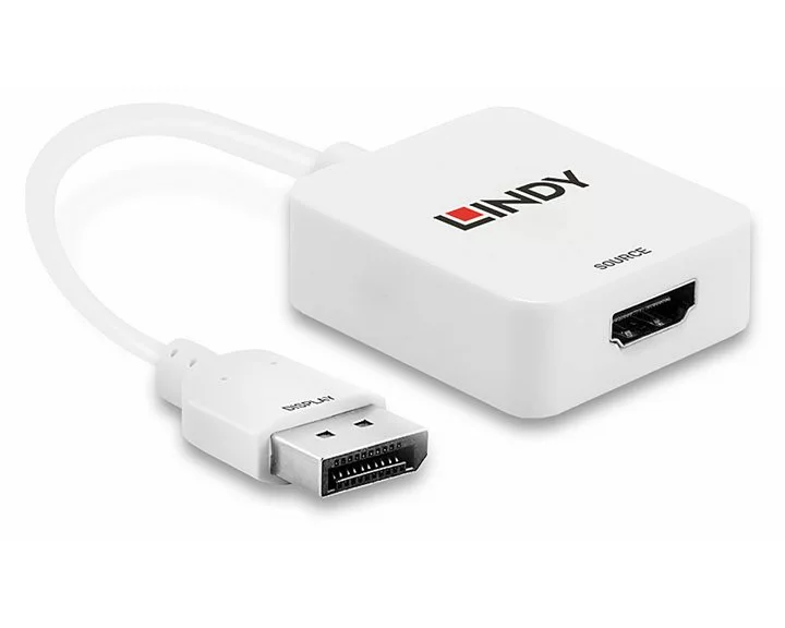 LINDY Converter HDMI to DisplayPort 4K 3840x2160. HDMI 2160p30 and DVI 1920x1200, DP 1.2a compatible