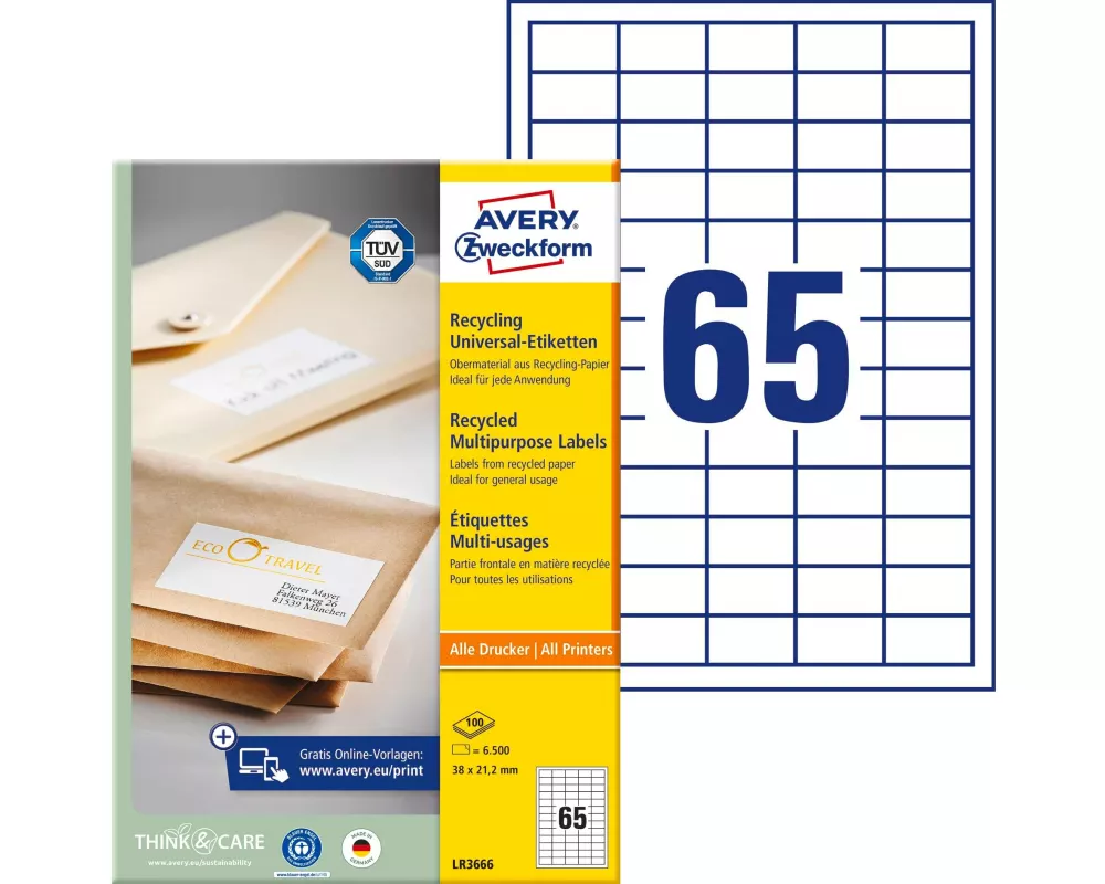 Avery Zweckform Universal-Etiketten LR3666 38 x 21.2 mm, 100 Blatt