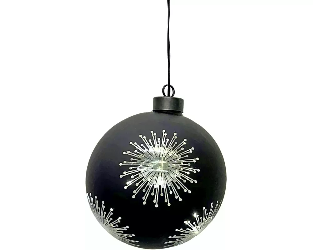 Dameco Weihnachtskugel 8 LEDs, Ø 12 cm, Schwarz