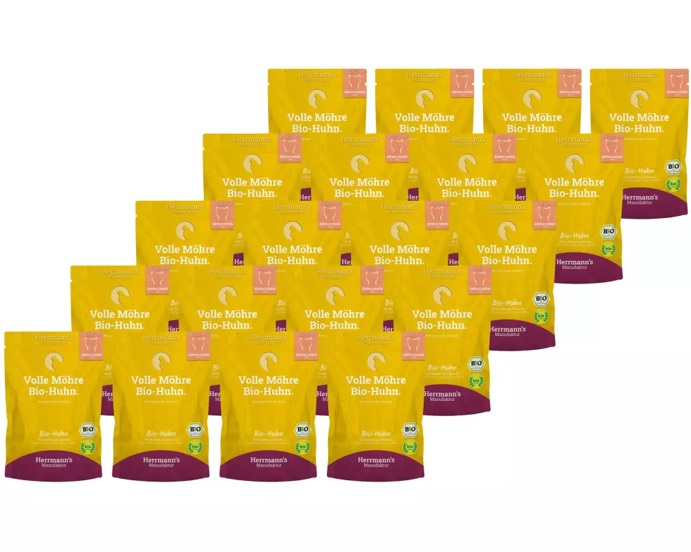 Herrmann's Nassfutter Bio Huhn mit Karotte und Kamut, 20 x 100g