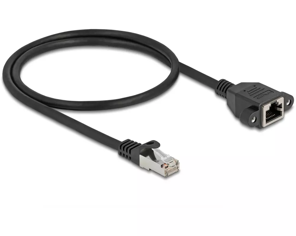 Delock Patchkabel Verlängerungskabel Cat 6A, S/FTP, 0.5 m, Schwarz