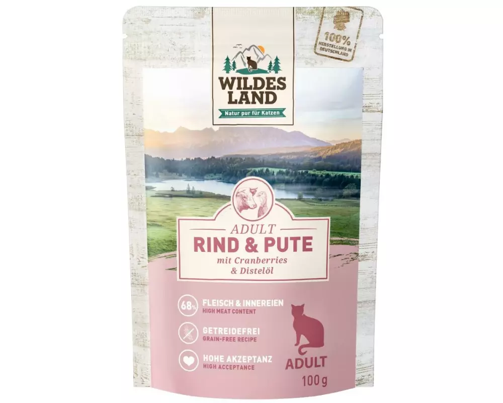 Wildes Land Nassfutter Adult Rind & Pute 12 x 100 g