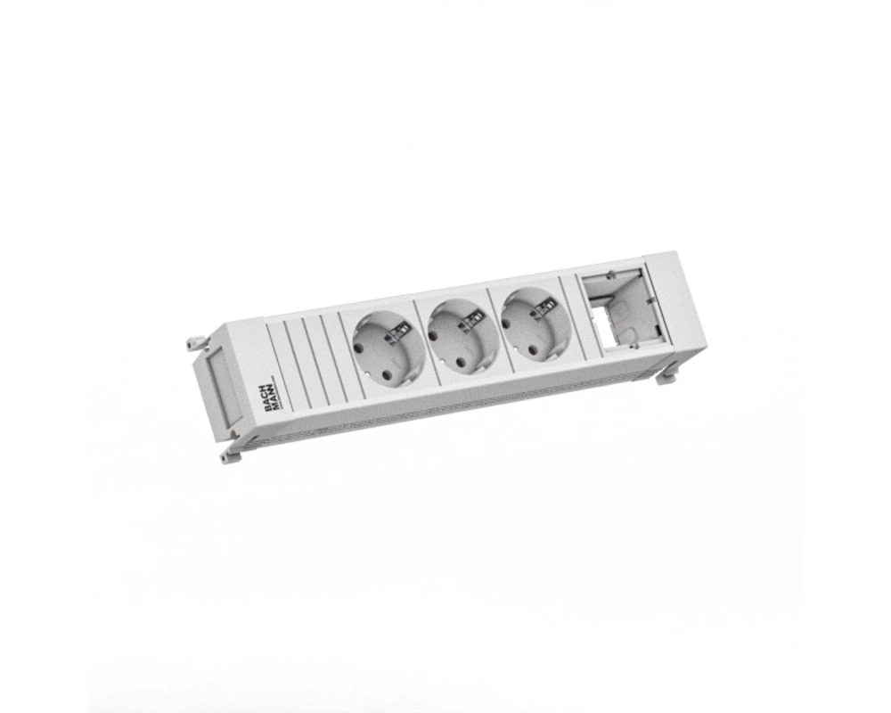 BACHMANN POWER FRAME 3xCEE7/3 1xCM 0,2m GST18 RAL9010