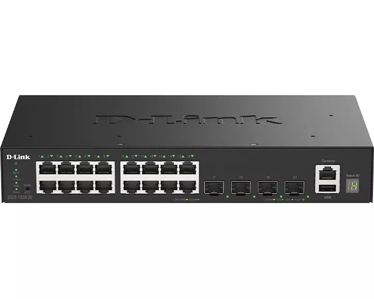 D-Link DGS-1530-20/E Netzwerk-Switch Managed L2 Gigabit Ethernet (10/100/1000) Schwarz