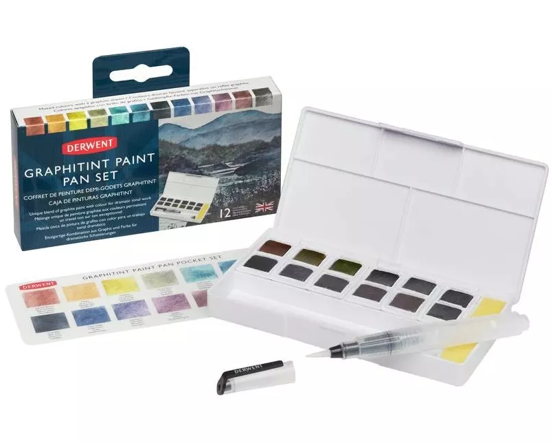 Derwent Aquarellfarbe Professional Inktense 12-teilig, Reise-Set