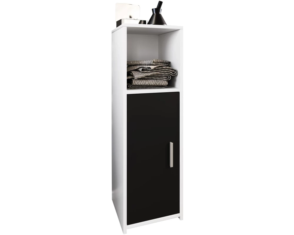 VCM Badezimmerregal Zalo L 30 x 95 cm, Weiss/Schwarz