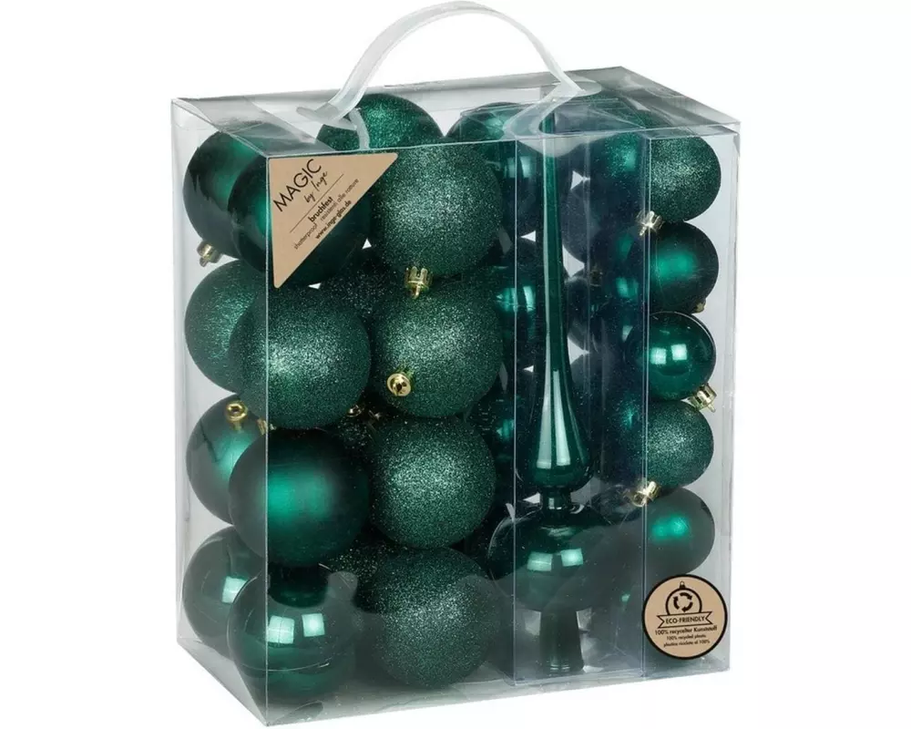Holly & Jolly Weihnachtskugel Green Noble mit Spitzer 39 Stück
