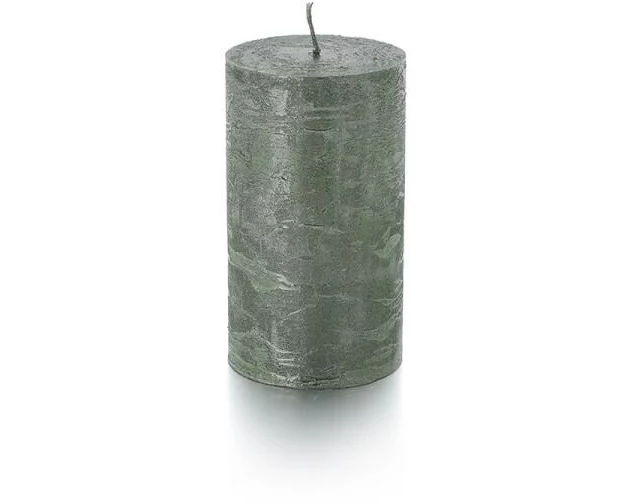 balthasar Zylinderkerze Rustico lackiert 12 cm x 7 cm, Grün