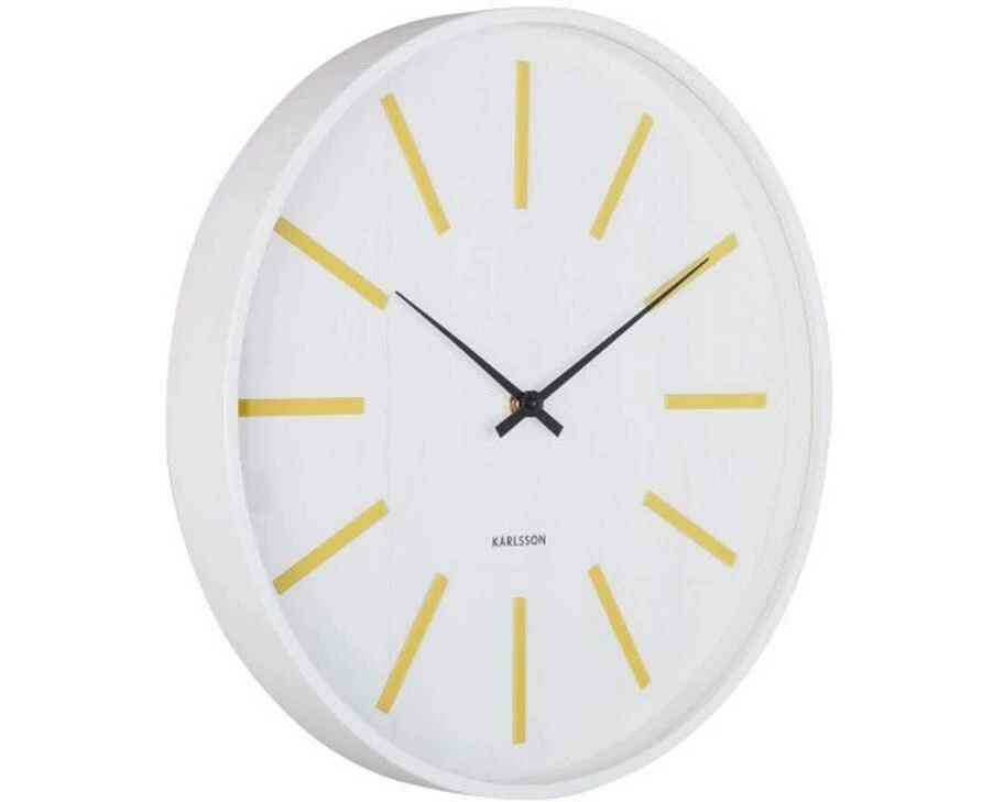 KARLSSON Wanduhr Arruga Retro 40 cm, Weiss/Zitronengelb