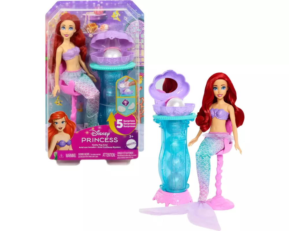 Disney Princess Spielset Schminkmuschel Meerjungfrau-Arielle-Modepuppe