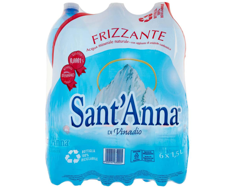 SANT ANNA Mineralwasser mit Kohlensäure STSA15LFP 150cl, 6 Stk.