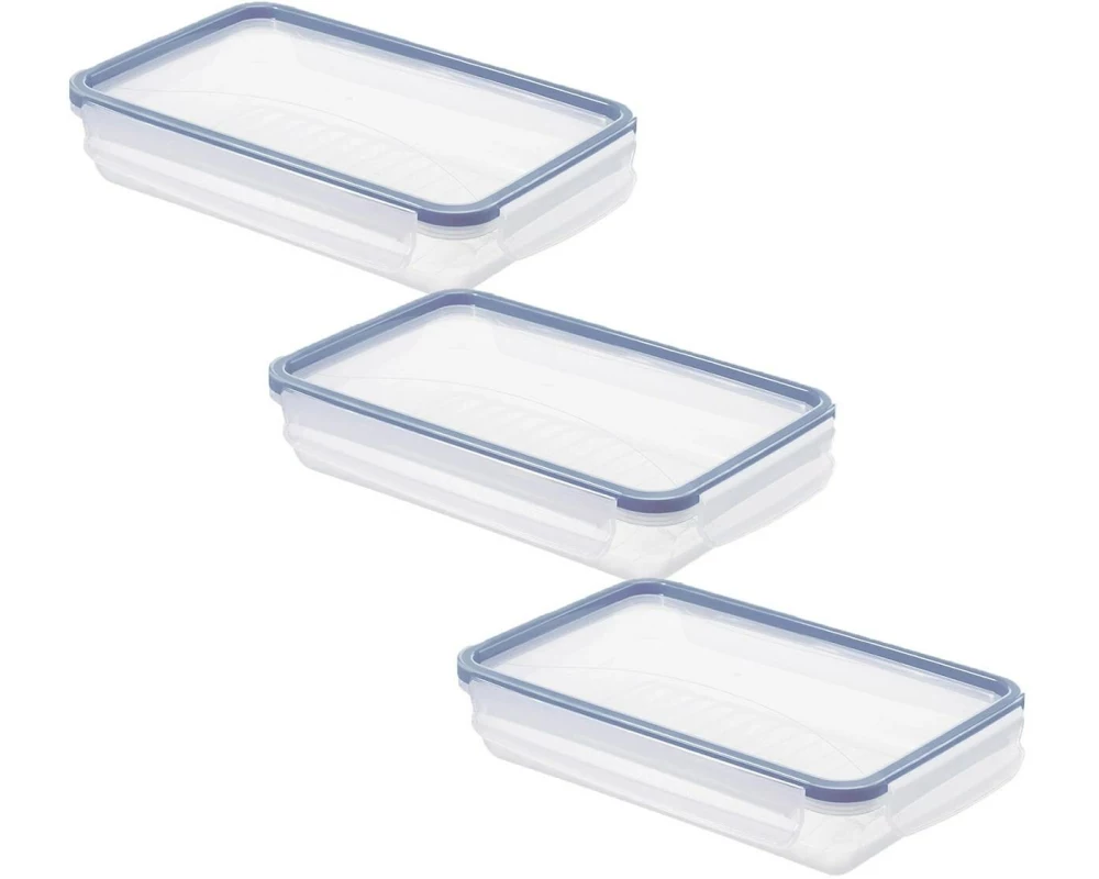 Rotho Vorratsdose CLIC & LOCK 1 l, Blau, 3 tlg.
