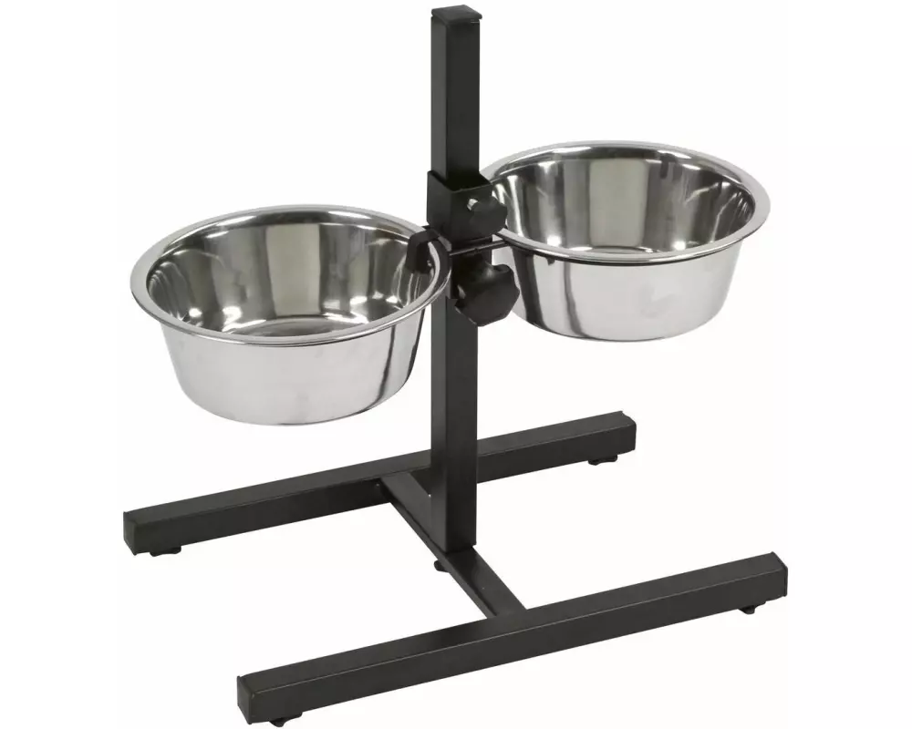 Kerbl Futterbar inkl. Näpfe 2 x 1800 ml, Schwarz