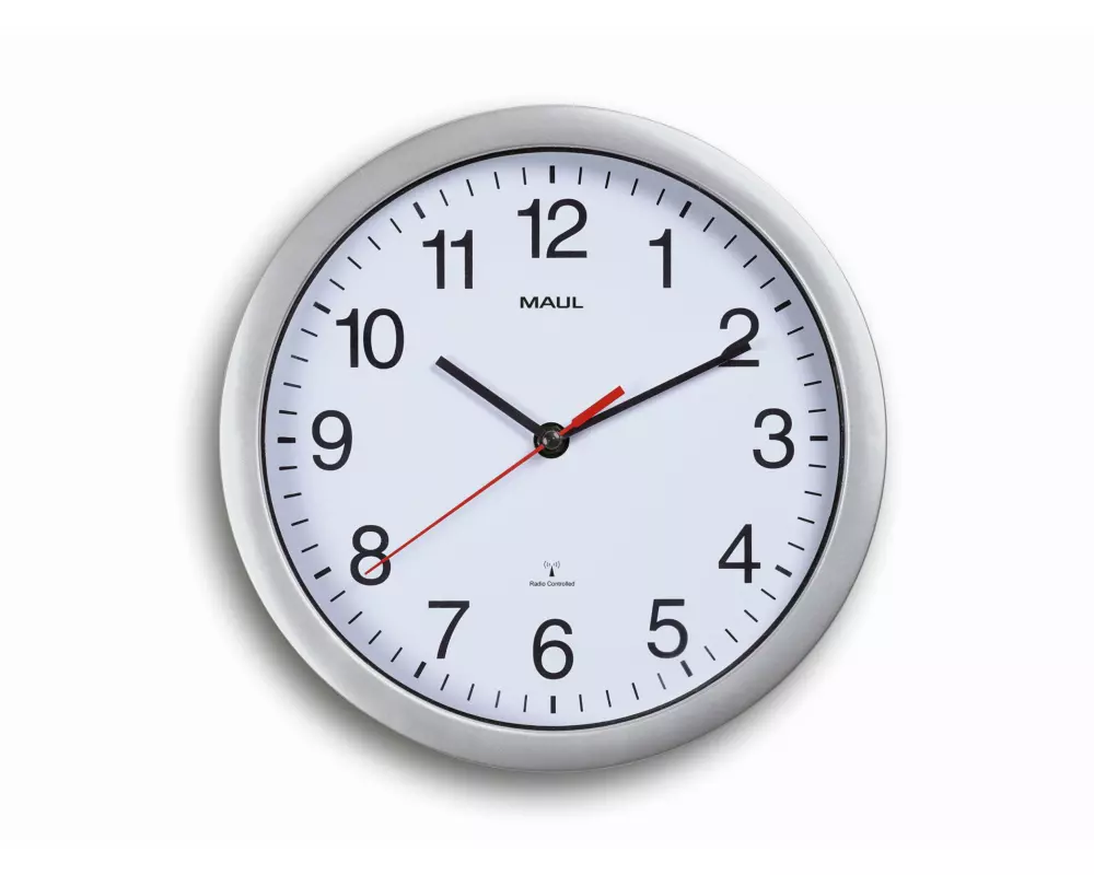Maul Wanduhr MAULrun Ø 25 cm Silber/Weiss
