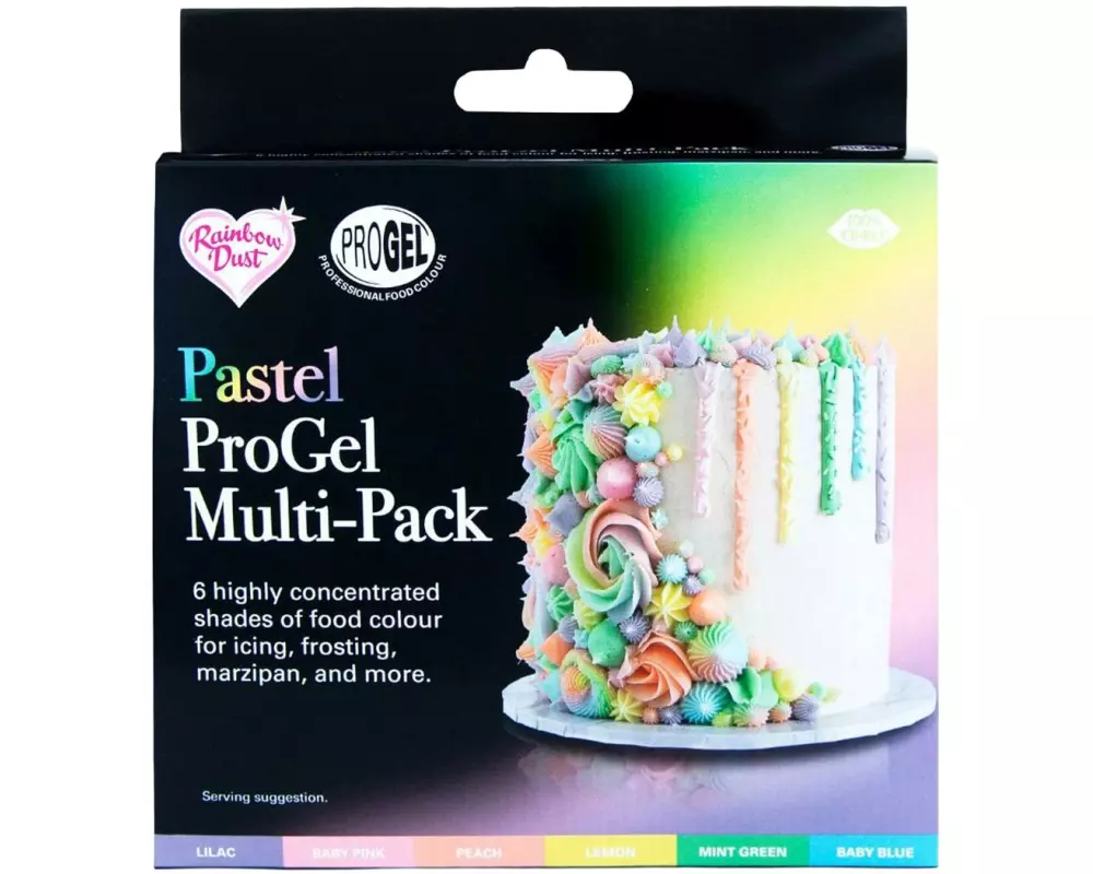 Rainbow Dust ProGel Lebensmittelfarben Set Pastell 6 x 25 g