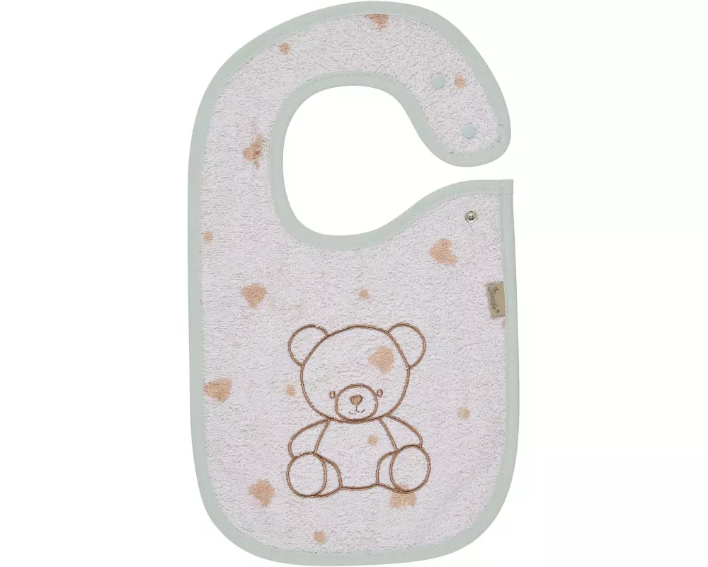 Sterntaler Lätzchen Druckknopf Bär Bo 38 x 26 cm, Weiss
