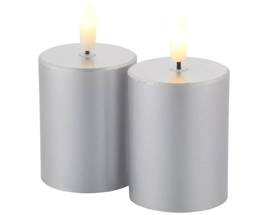 Sirius LED-Kerzen Set Sille Mini, 2 x Ø 5 x 7 cm, Silber