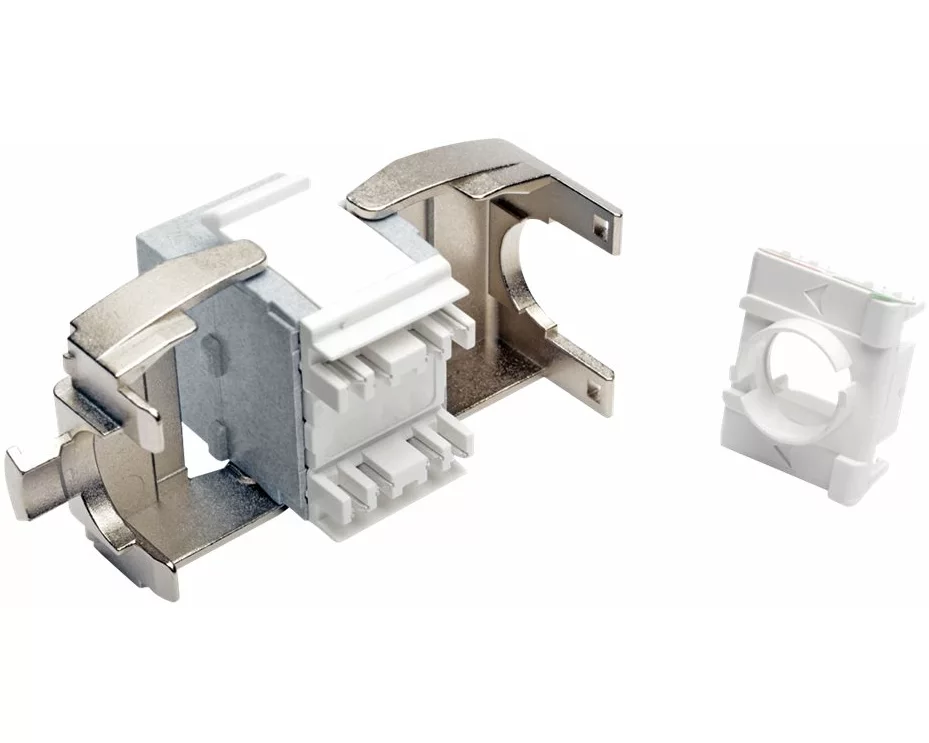 EATON TRIPPLITE Toolless Cat6a, Keystone Jack, PoE/PoE+ Compliant, Shuttered - Gray, TAA