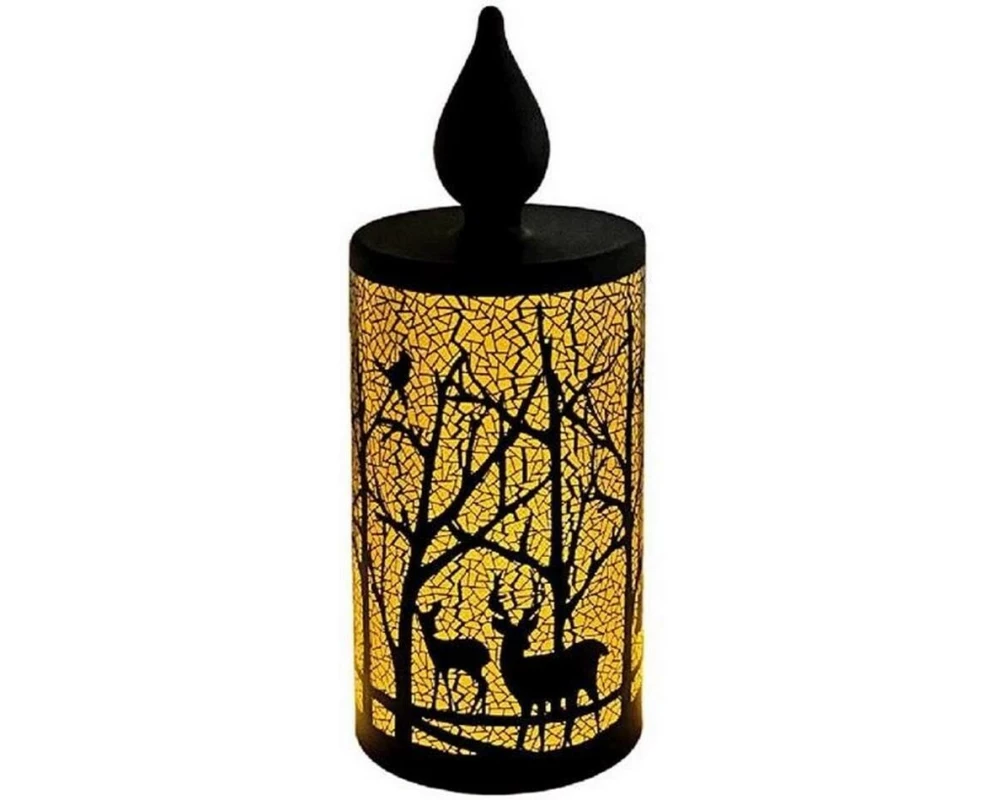 Dameco LED Glas Deko Kerze sz, Waldmotiv, 10 LED