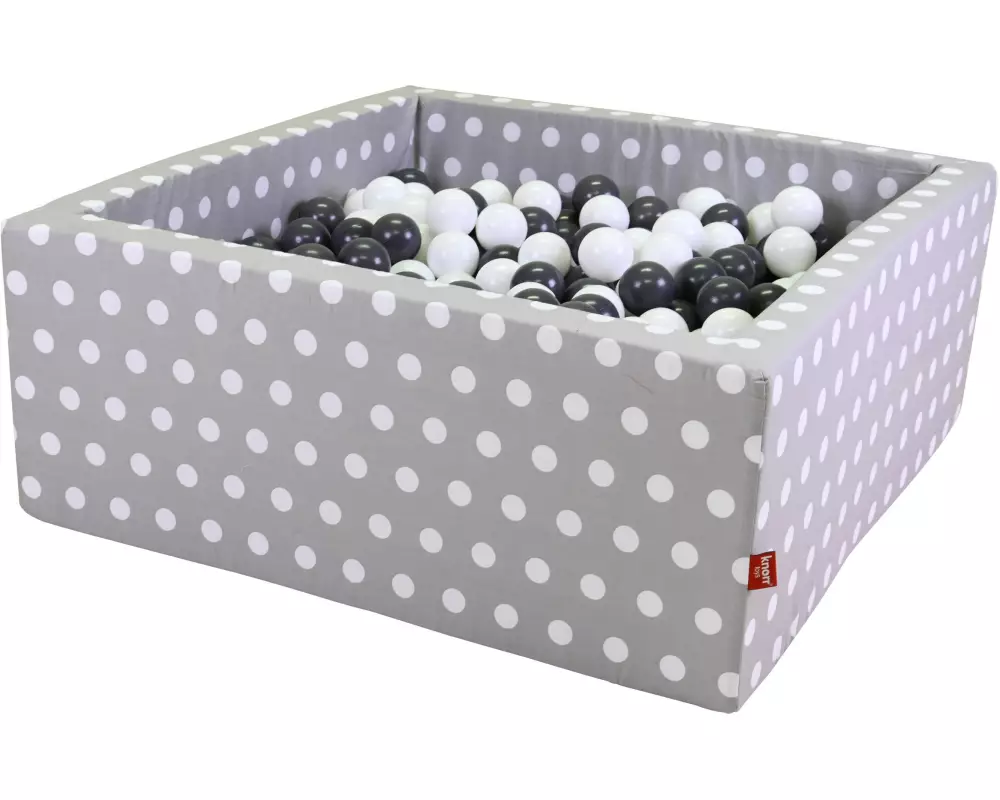 Knorrtoys Bällebad Soft eckig Grau mit Punkten mit 100 Bällen