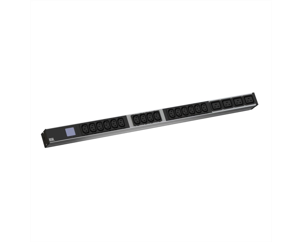 BACHMANN BN0500 19" PDU 1HE 16xC13 4xC19, Leistungsmessung, Anschluss CEE 16A, blau
