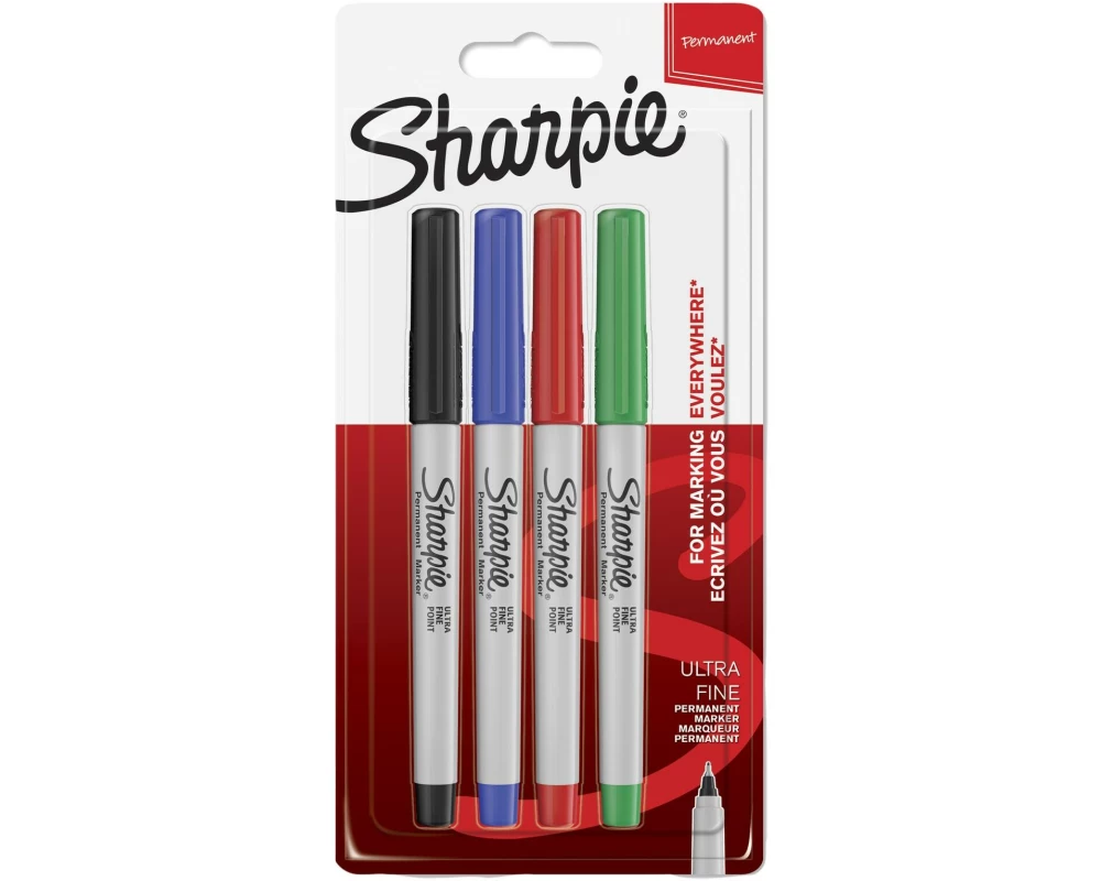 Sharpie Filzstift Ultrafein Permanentmarker Rundspitze, 4er Pack