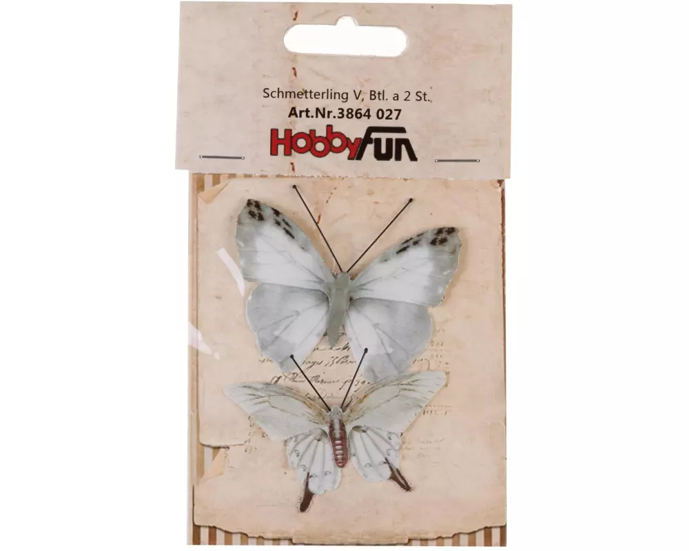 HobbyFun Streudeko Schmetterling Weiss, 2 Stück