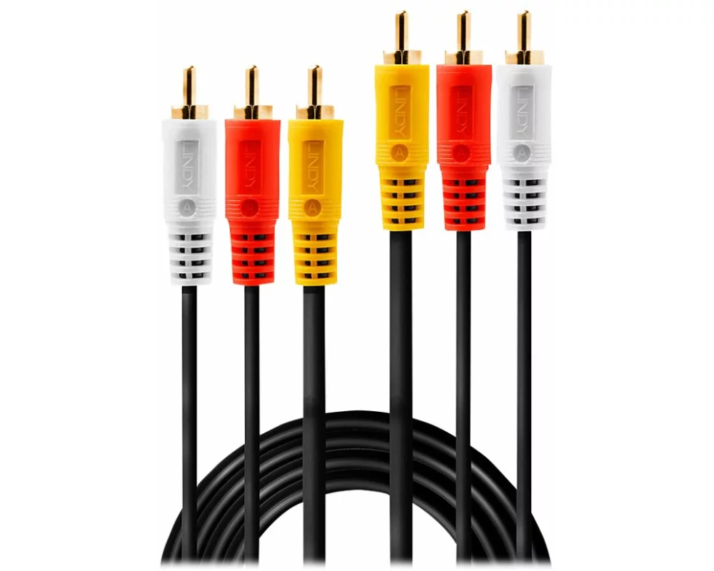 LINDY GOLD Video Cable, 3xRCA-3xRCA M-M, 2m, black, gold plated