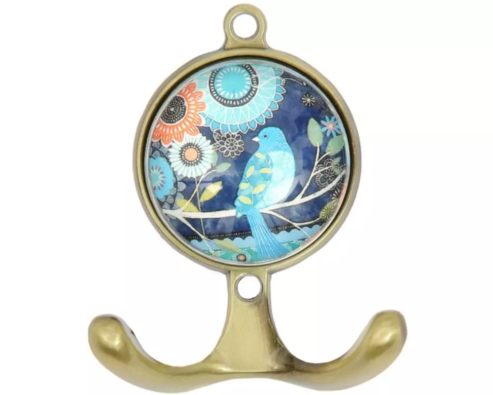 Tranquillo Wandhaken Vogel, 2-fach, Metall/Glas