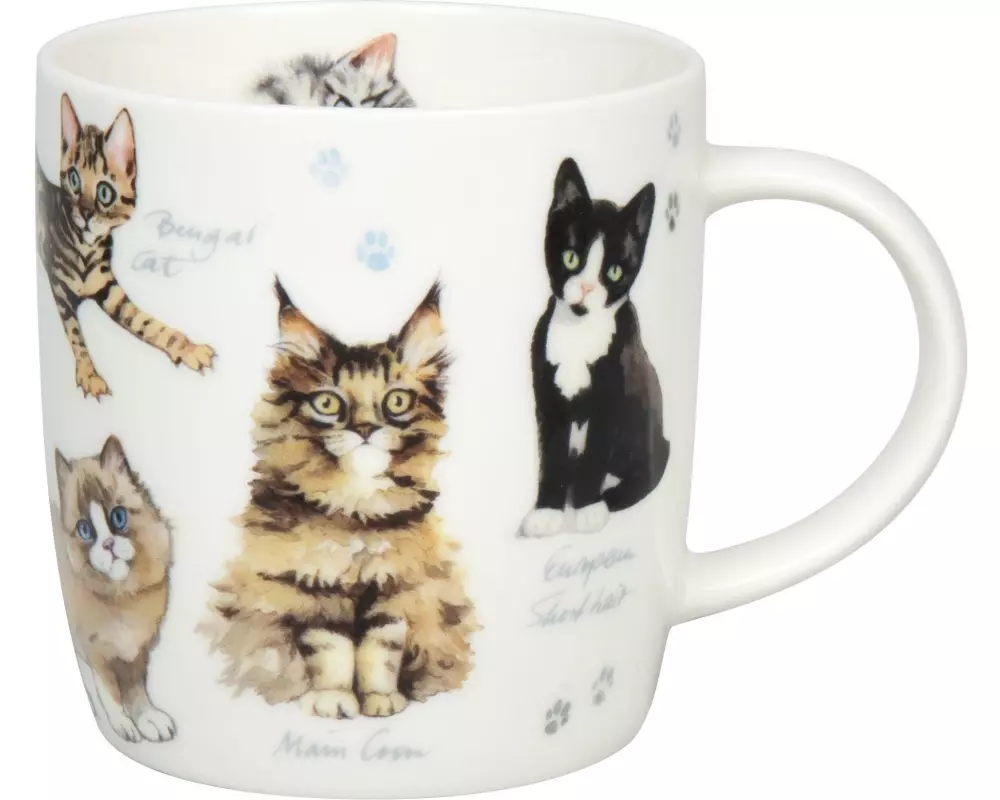 Könitz Universaltasse Natures Diversity – Katzen 400 ml, Weiss