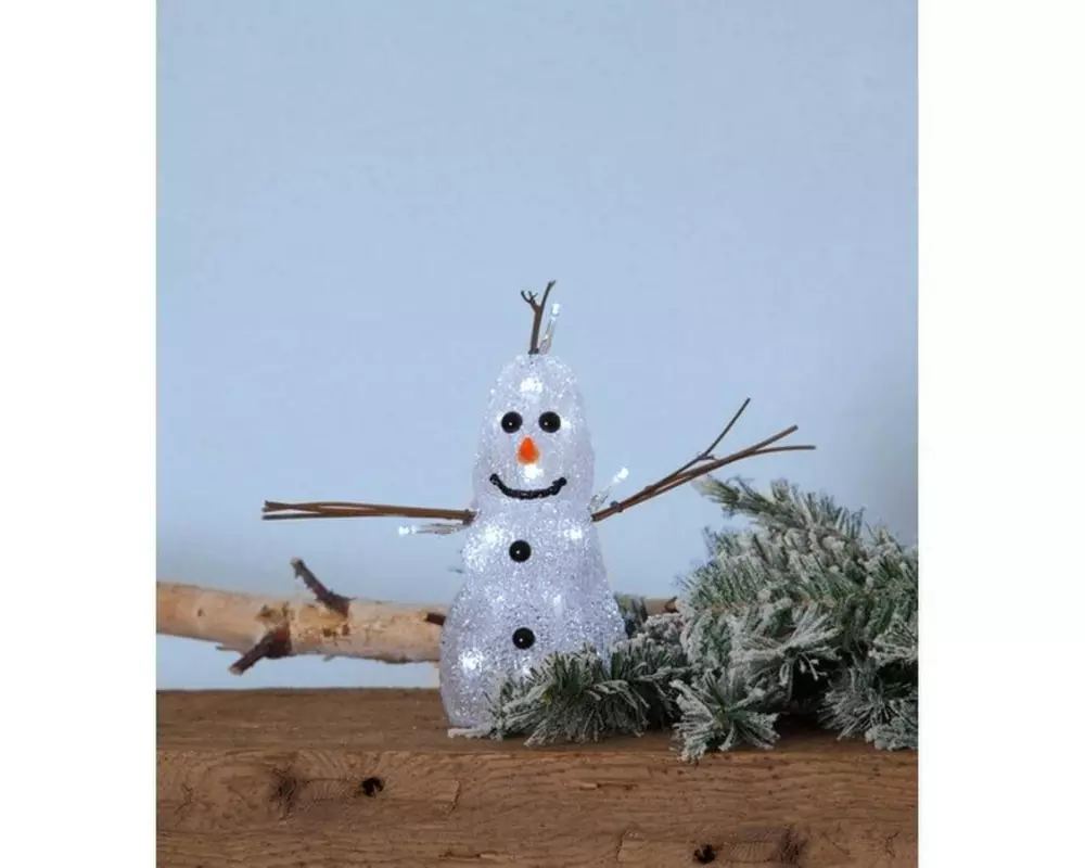 Star Trading LED-Figur Crystaline Schneemann, 26 cm, Weiss