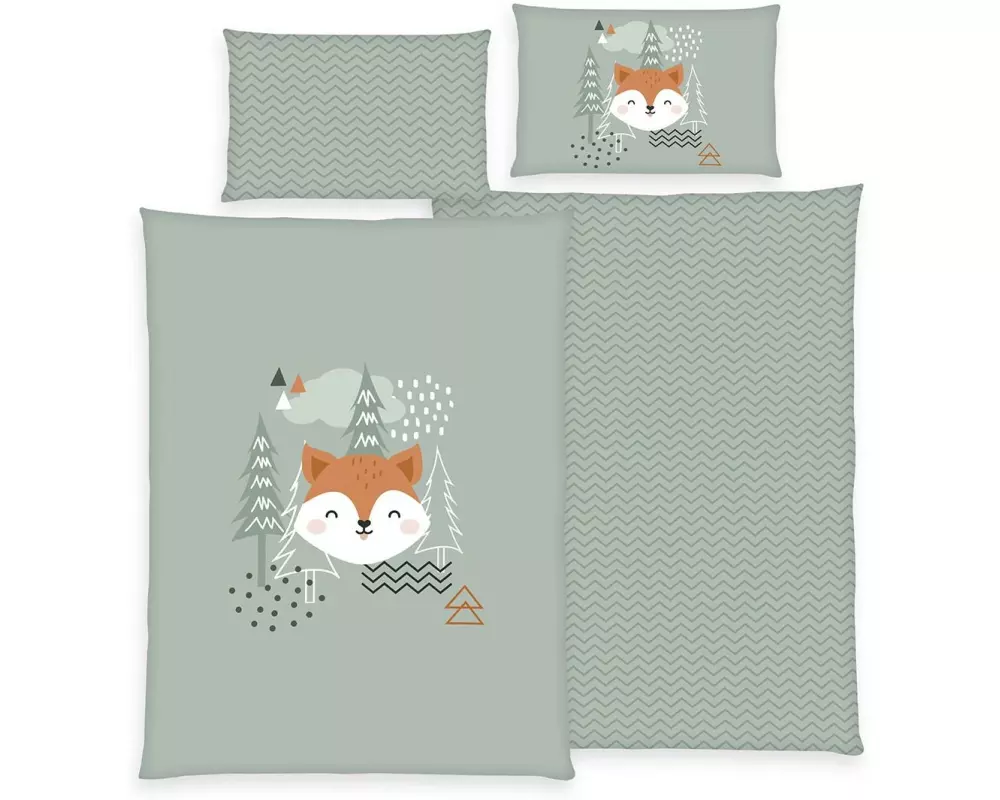 Herding Kinder Bettwäschegarnitur Nordic Forest, 65/100+160/210 cm
